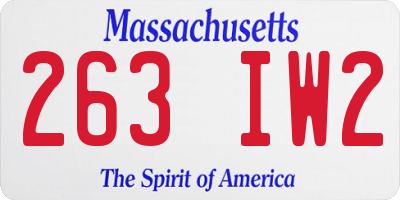 MA license plate 263IW2