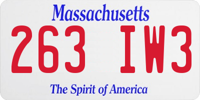 MA license plate 263IW3