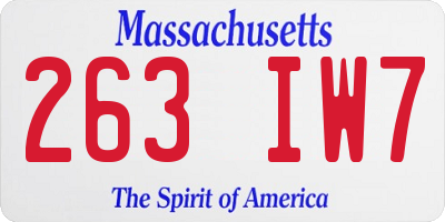 MA license plate 263IW7