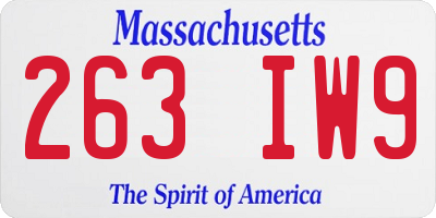 MA license plate 263IW9