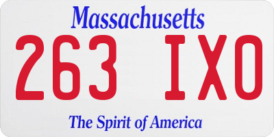 MA license plate 263IX0