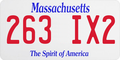 MA license plate 263IX2