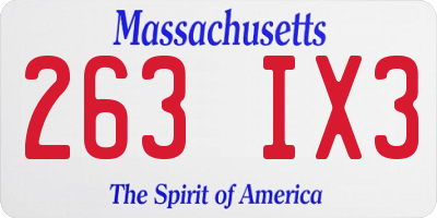 MA license plate 263IX3
