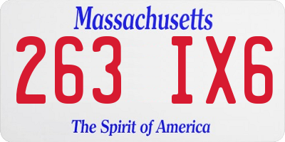 MA license plate 263IX6