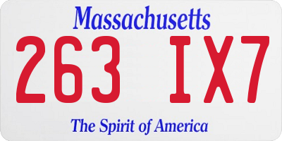MA license plate 263IX7