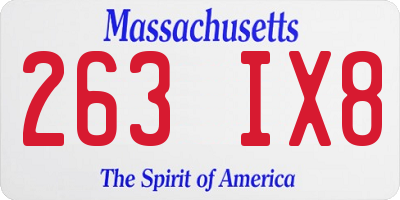 MA license plate 263IX8