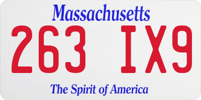 MA license plate 263IX9