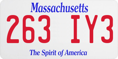 MA license plate 263IY3