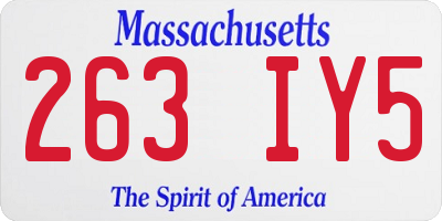 MA license plate 263IY5