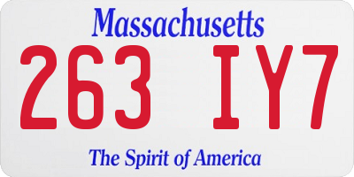 MA license plate 263IY7