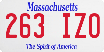 MA license plate 263IZ0