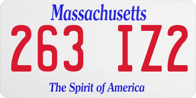 MA license plate 263IZ2