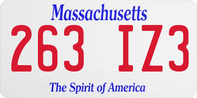 MA license plate 263IZ3