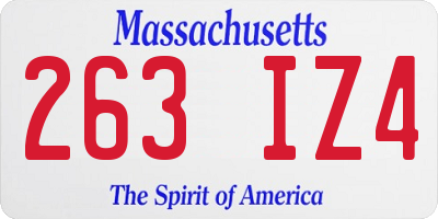 MA license plate 263IZ4