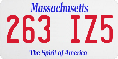 MA license plate 263IZ5