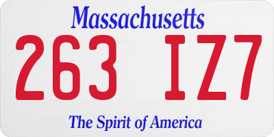 MA license plate 263IZ7
