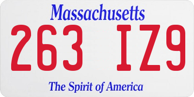 MA license plate 263IZ9