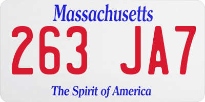 MA license plate 263JA7