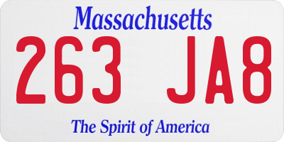 MA license plate 263JA8