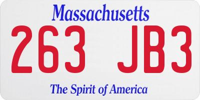 MA license plate 263JB3