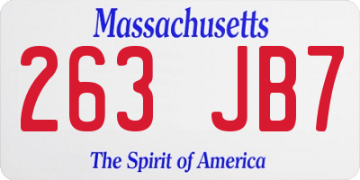 MA license plate 263JB7