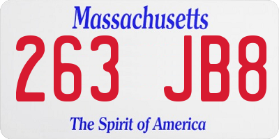 MA license plate 263JB8