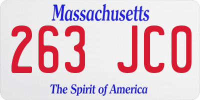 MA license plate 263JC0