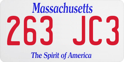 MA license plate 263JC3
