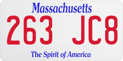 MA license plate 263JC8