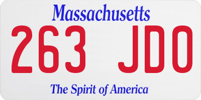 MA license plate 263JD0