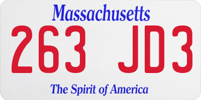 MA license plate 263JD3