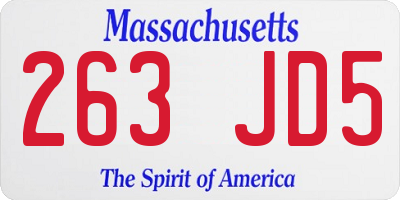 MA license plate 263JD5