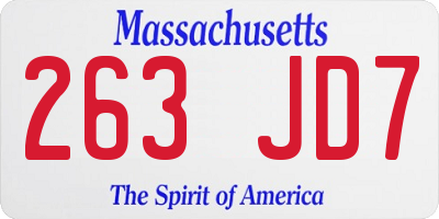 MA license plate 263JD7