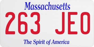 MA license plate 263JE0