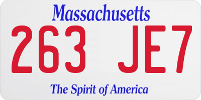 MA license plate 263JE7