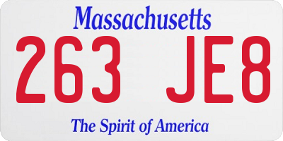 MA license plate 263JE8