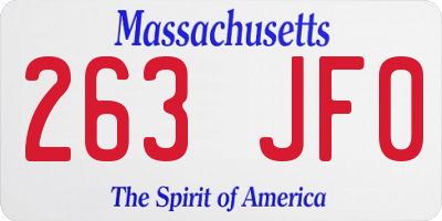 MA license plate 263JF0