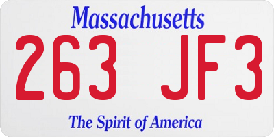 MA license plate 263JF3
