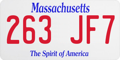 MA license plate 263JF7