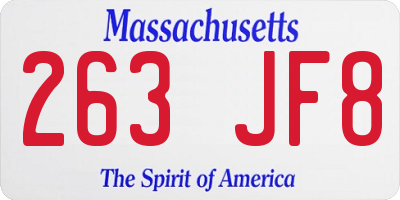 MA license plate 263JF8