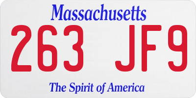 MA license plate 263JF9