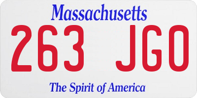 MA license plate 263JG0