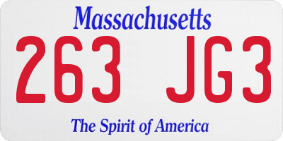 MA license plate 263JG3