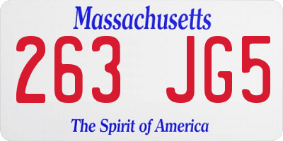 MA license plate 263JG5