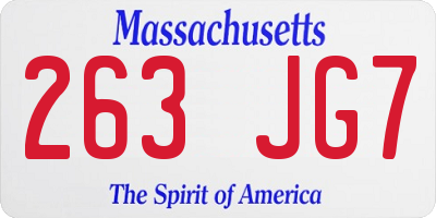 MA license plate 263JG7