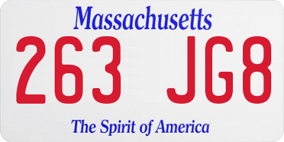 MA license plate 263JG8