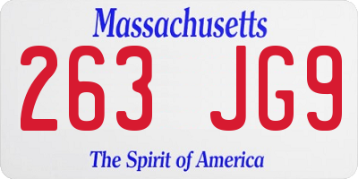 MA license plate 263JG9