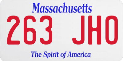 MA license plate 263JH0
