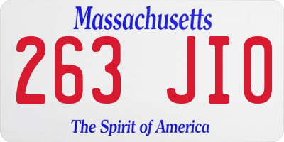MA license plate 263JI0