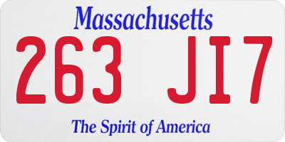 MA license plate 263JI7